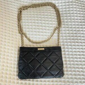 LIKE NEW Kate Spade Dolly Black Quilted Gold Chain Crossbody Strap Mini Purse